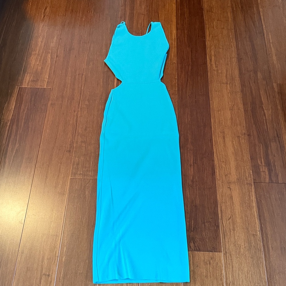 Elegant Blue Cutout Maxi Dress